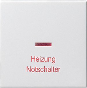 Клавиша с нанесенной надписью
"Heizung Notschчlter" и окошком для
контpольного выключателя ― GIRA shop